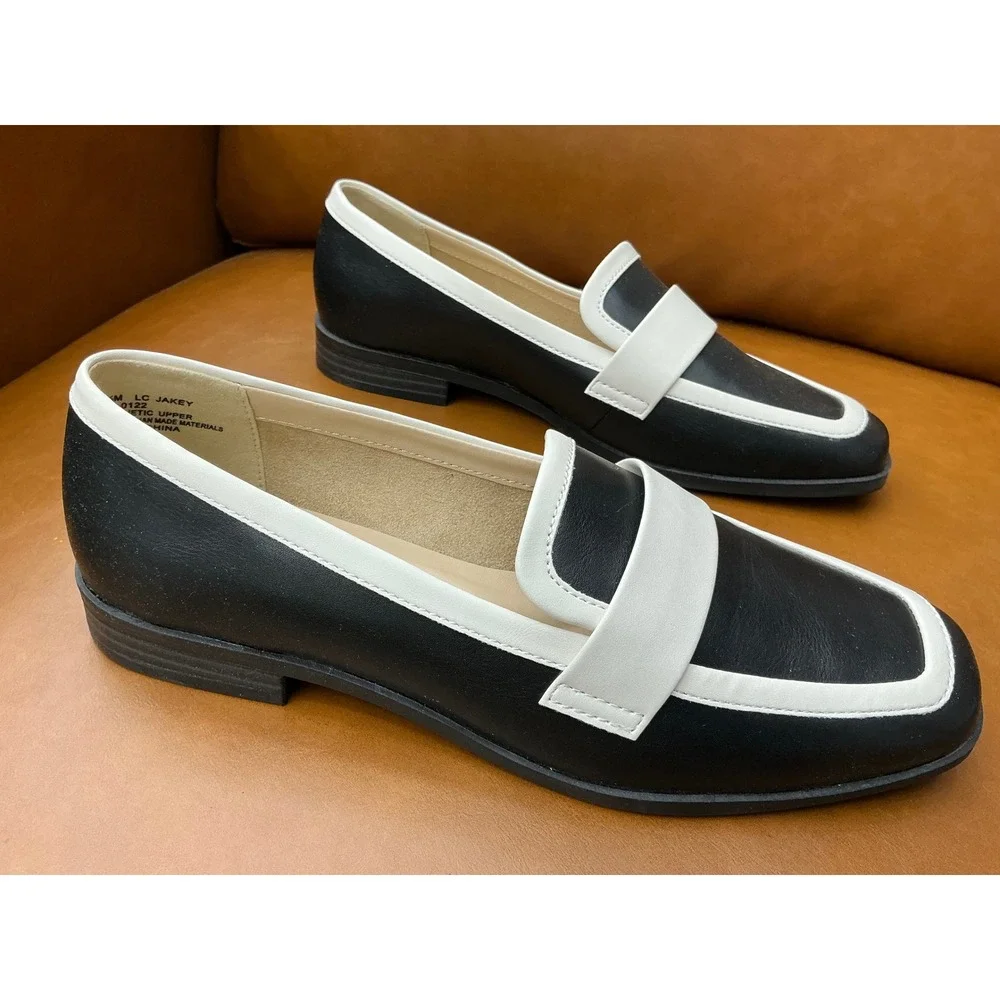 Liz Claiborne Jakey Loafers Womens 8.5 Black White Two Tone Flat Shoe